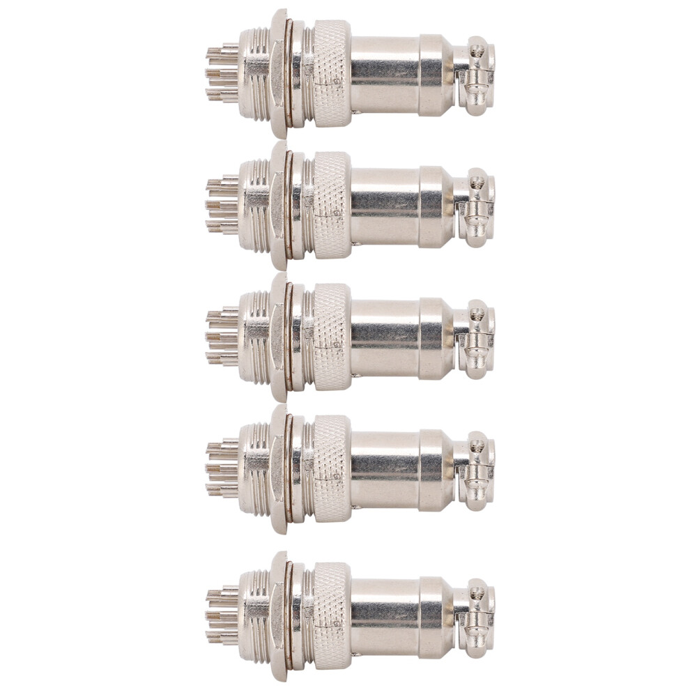 5Pcs Gx16 16Mm Aviation Plug Connector 450V 8-Pin Silver 4071359205497
