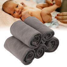5 Stück Baby Bambuskohlenstoff-Windelunterlagen 35*13,5cm Wiederverwendbar Grau