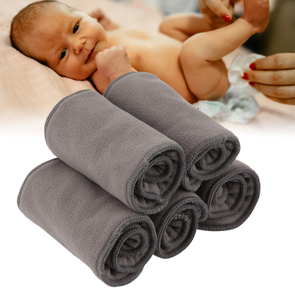 5Pcs Baby Bamboo Charcoal Nappy Liners 35X13.5cm Washable & Reusable Grey