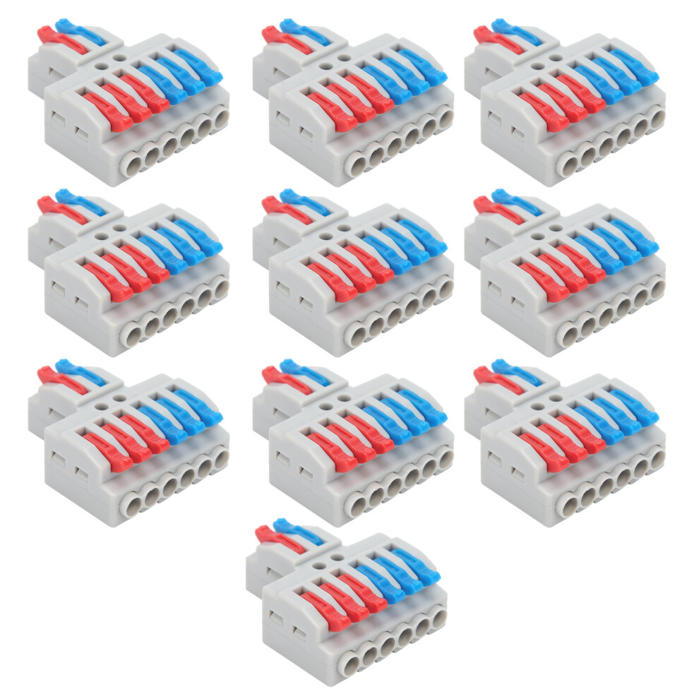 10Pcs 2In6out Wire Connector 4Mm Splitter Terminal Block With Fixed Hole 600V 9411359211091