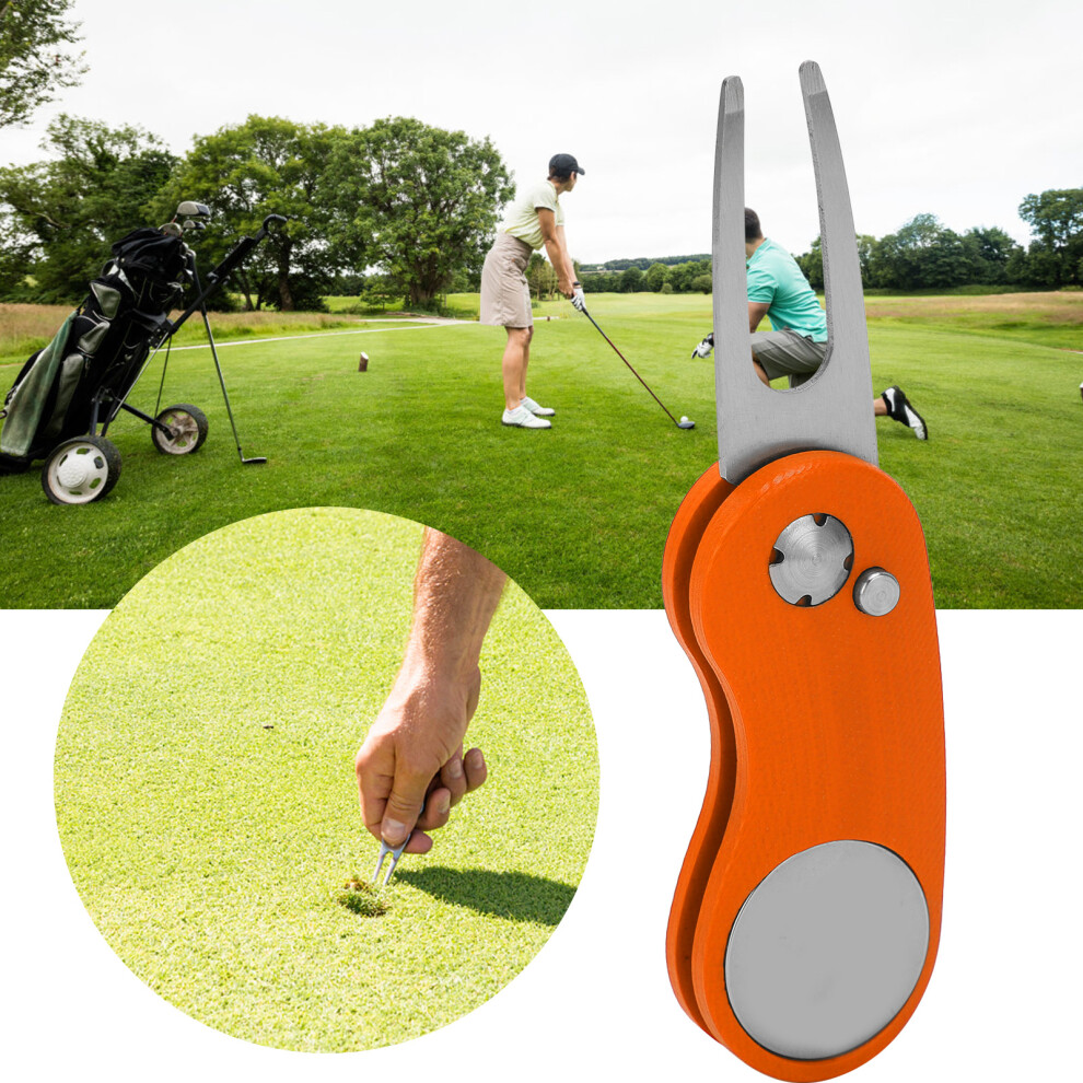 Foldable G10 & 420 Stainless Steel Golf Divot Repair Tool - Orange, 49g-image-OPC-PMTMPN5-NEW