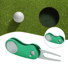 Golf Divot Repair Tool Stainless Steel with Popup Button Green Putting Mat Tool