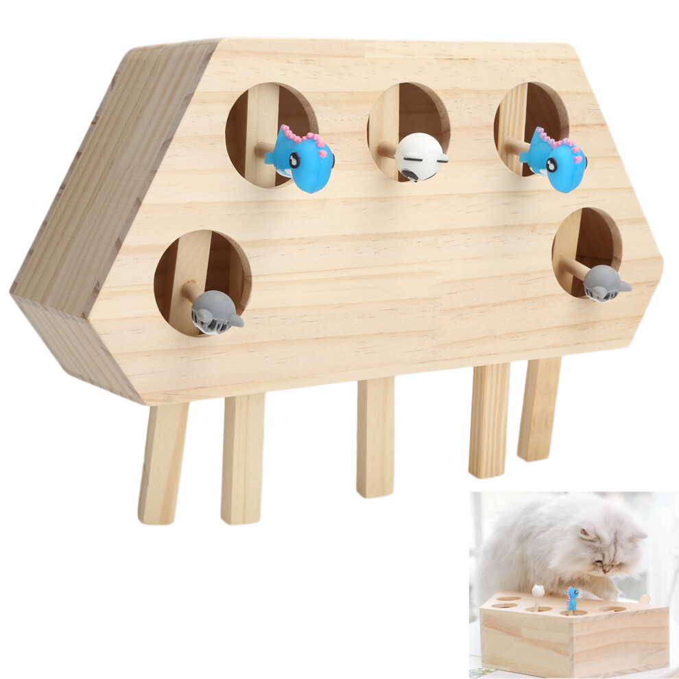 Fun Cat Hunt Mouse Puzzle Toy Kit Wooden & Silicone Interactive for Kittens-image-OPC-PMTMQHP-NEW