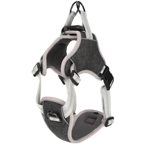 Dog Vest Harness Large Black Adjustable Reflective Polyester Nylon 1