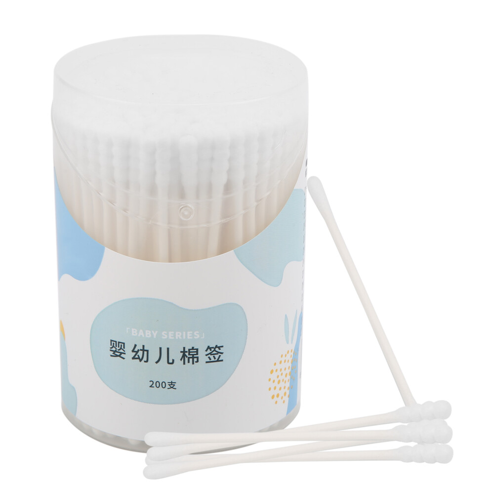 Disposable Baby Cotton Swabs 200Pcs Double Side Ear and Nose Cleaning Buds