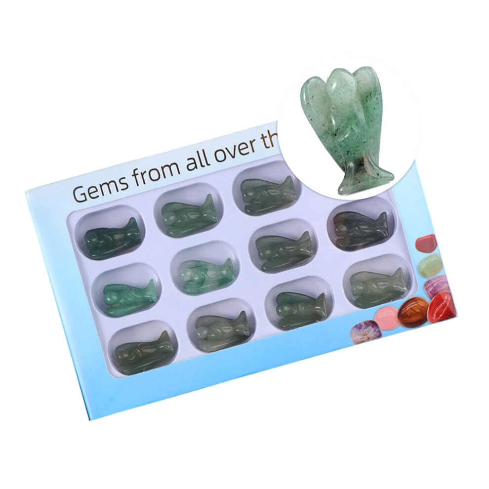 Red 12Pcs Crystal Angel Miniature Statue Decorative- Aventurine