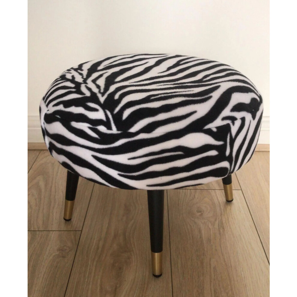Modern Zebra / Animal Print Round Footstool-image-OPC-PMTMSK2-NEW