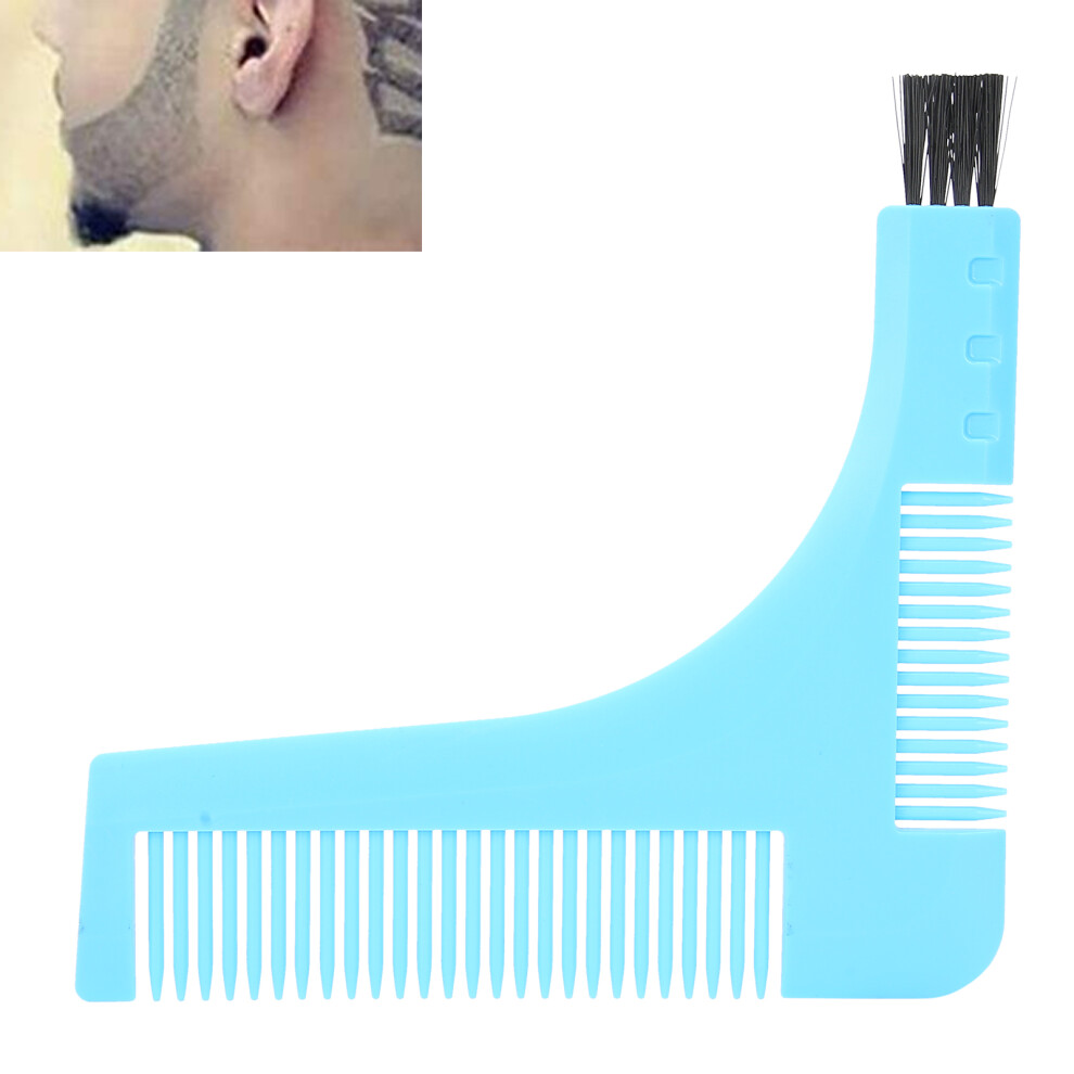 Blue L-Shaped Mustache Trimming Comb For Men Beard Grooming Tool