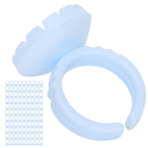 Blue 100pcs Disposable Eyelash Glue Ring Cups for Eyelash Extensions