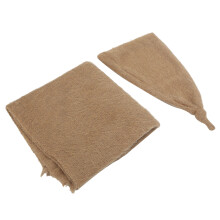 Atmungsaktives Strick- & Mohair-Baby-Wrap-Hut-Set, 0-1 Monat, Hellbraun