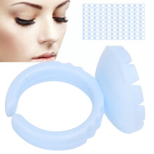 Eyelash Glue Ring Cup 100pcs Disposable Lash Extension Holder Blue Waterproof