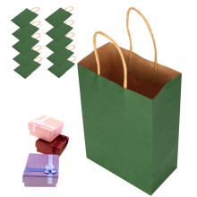 10 sacs cadeaux en kraft 15 x 8 x 21 cm Poignée verte