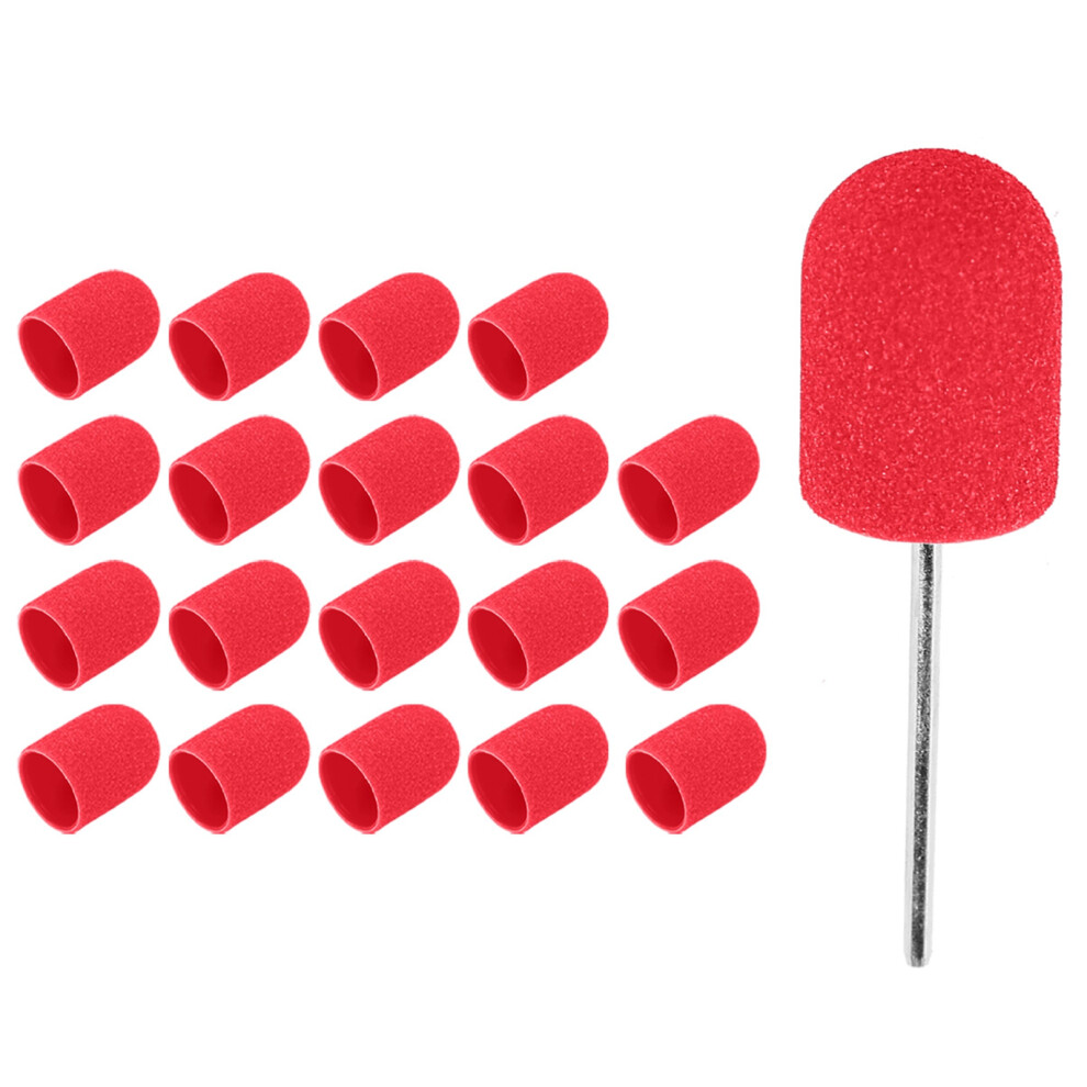 Nail Art Sanding Cap Drill Bits Set 16x25mm Polishing Grinding Bands Red