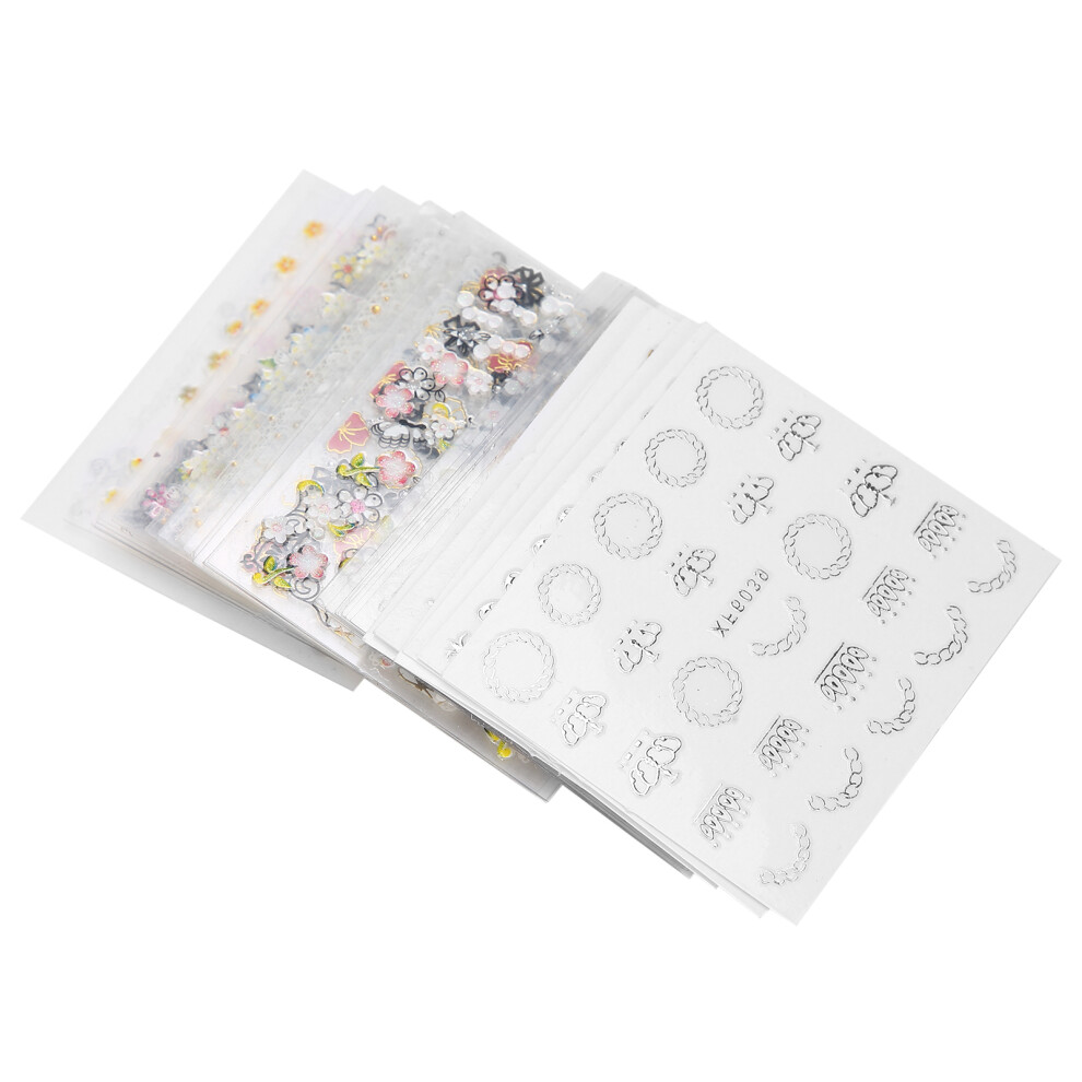Decorative Flower Nail Stickers 50 Sheets Eco-Friendly DIY Decals