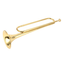 Brass Bugle Retro Standard Trumpet Musical Instrument, Golden, 47.5*13*12cm