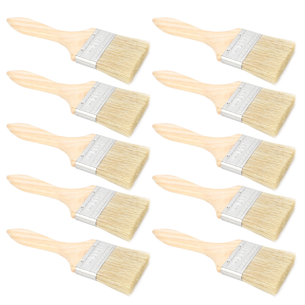10 Pack 2.5 Inch Paint Brushes Artificial Wool Wooden Handle For Art And Crafts 4131359241113
