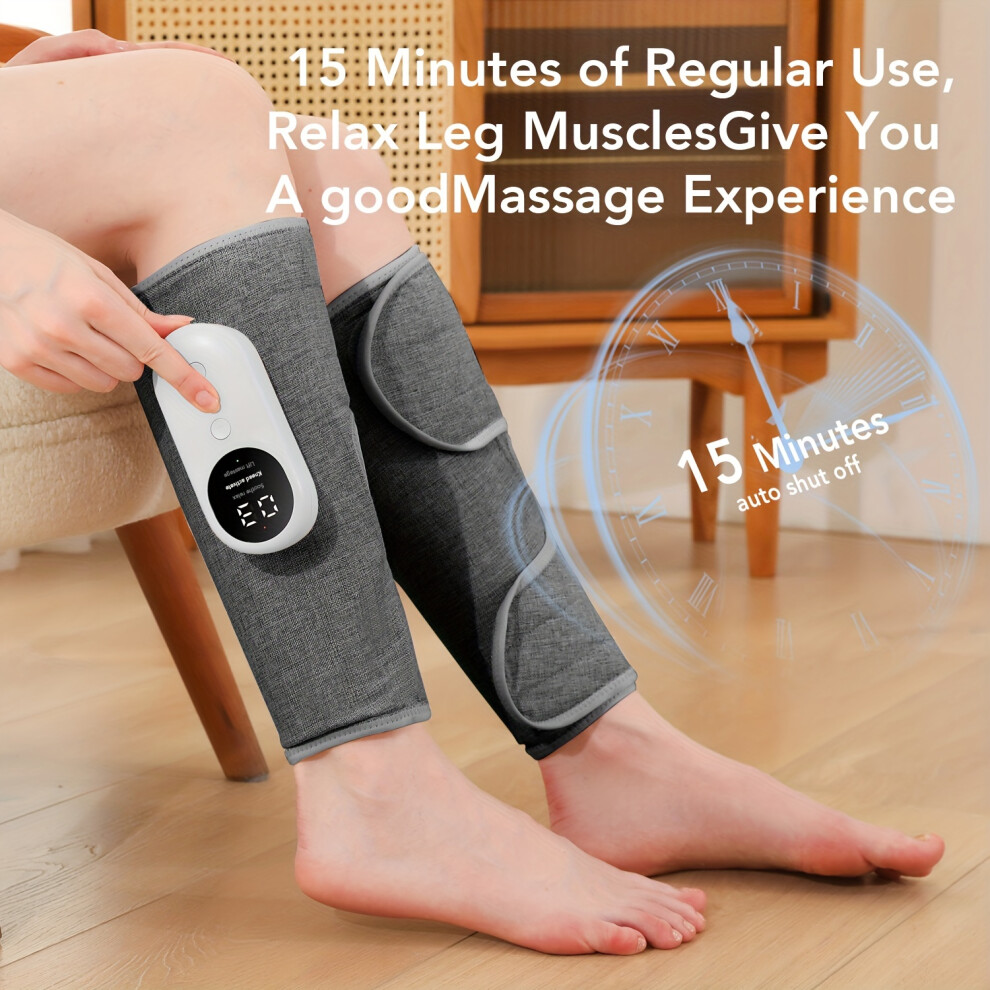 Skesrjtop Gray (Gray) 1Pc Electric Leg Massager, Rechargeable Calf Air Compression Massager, Can Heat The Feet, Legs, Thighs And Knees, Cordless Leg Massager
