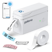 (White) POLONO Label Maker Machine with Tape, P31S Portable Bluetooth Label Printer, Wireless Handheld Sticker Maker Mini Label Makers with