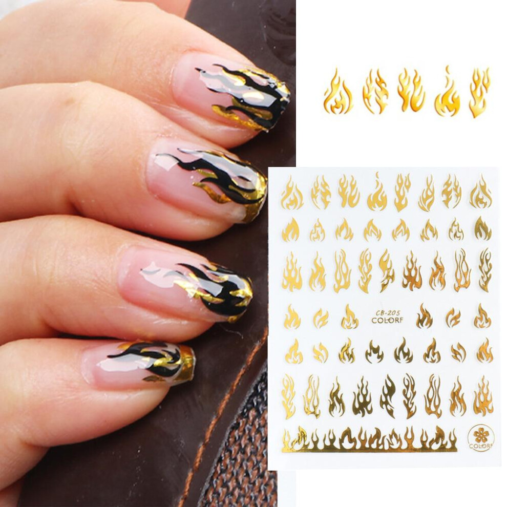 Flame Nail Art Decals Women Self-Adhesive Non-Toxic 10.5x8cm