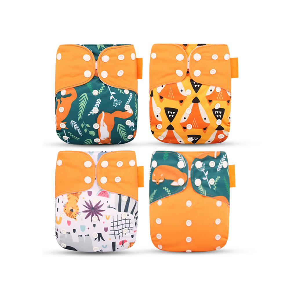 4PCS Reusable Cloth Diapers for Babies & Toddlers, Stretchable Waterproof Fabrics