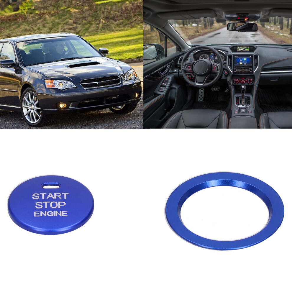 2Pcs Aluminum Alloy Engine Start Stop Button Cover For Automotive Interior Blue 8491359248021