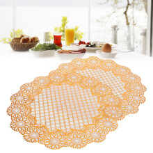 2 Stück Gold PVC Tischsets 38x38cm, runder Platzdeckchen & Untersetzer Set