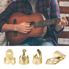 Guitar Metal Finger Picks 3Pack Gold Finish Index & Thumb Music Accessories