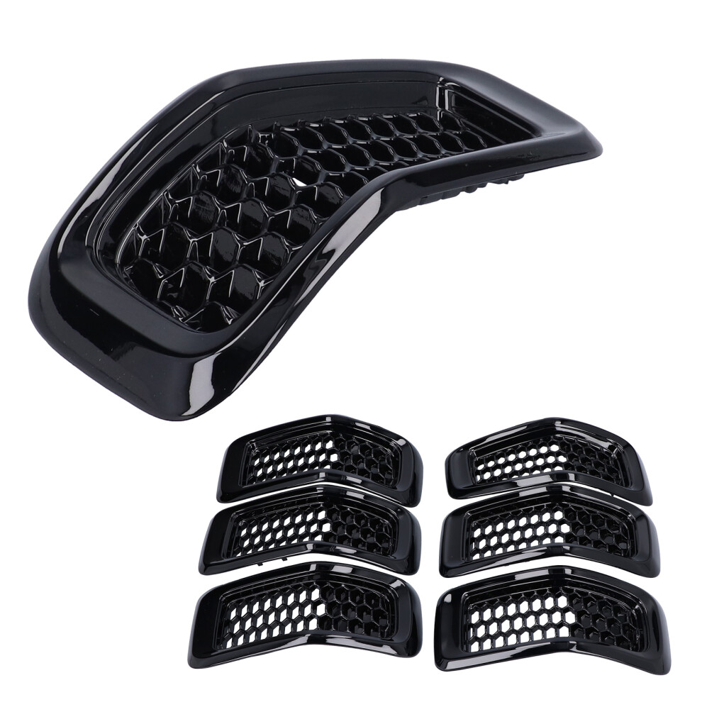 7Pcs Glossy Front Grille Inserts For Jeep Cherokee 2014-2018 Black 5051359266352