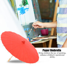 Kinder DIY Papierschirm Bastelset – Kreatives Zeichnen & Malen Rot 30cm