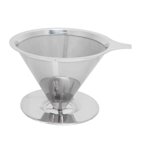 304 Stainless Steel Coffee Filter Funnel, Silver, 10cm Base 1