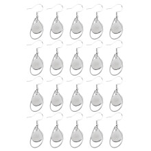 20Pcs Stainless Steel Earring Bezels with Water Drop Pendants — 12mm DIY Jewelry Craft