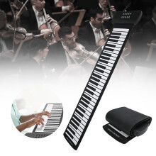 Foldable 61-Key Hand Roll Piano Silicone Electric Keyboard with Speakers