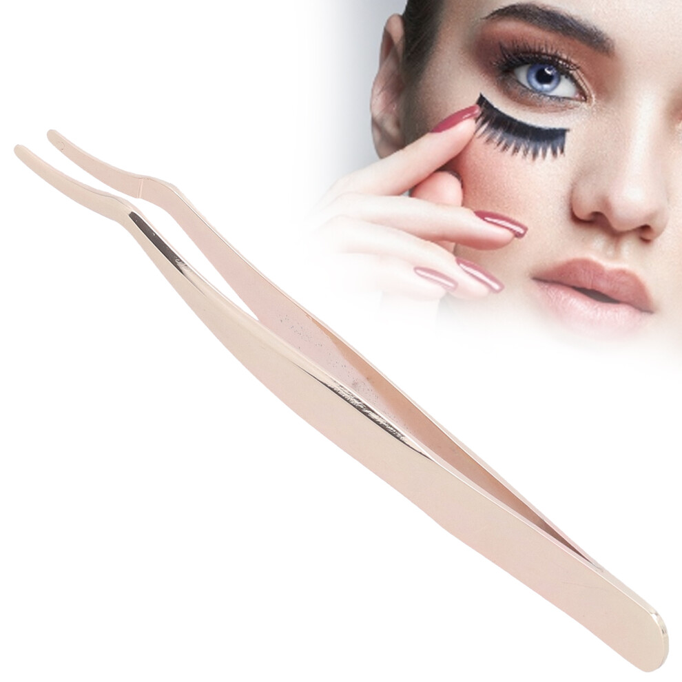 Gold Eyelash Extension Tweezer Curved Stainless Steel Tool For False Lashes