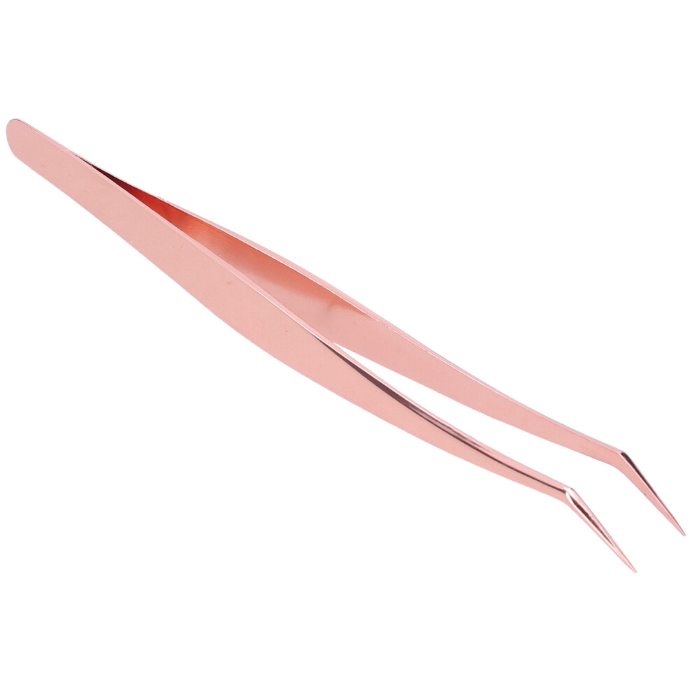 Gold False Lash Tweezers Rose Stainless Steel Fine Tip For Eyelash Extensions