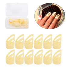 12Pcs Finger Pick Guitar Protectors ABS Beige 8L+4M Size