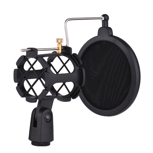 Plastic Mic Shock Mount with Pop Filter for 2cm-4cm Condenser Microphones 2