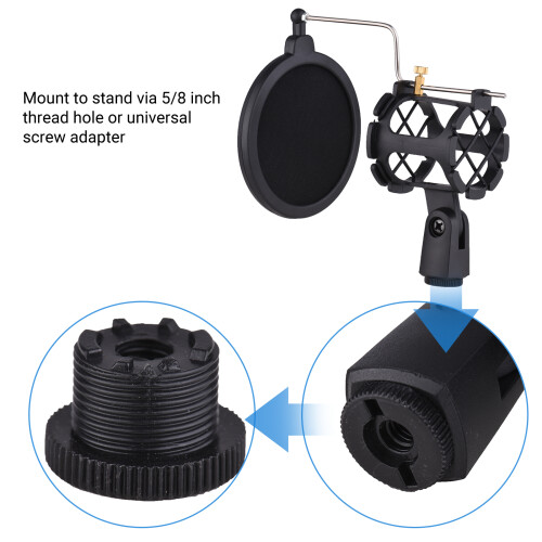 Plastic Mic Shock Mount with Pop Filter for 2cm-4cm Condenser Microphones 1