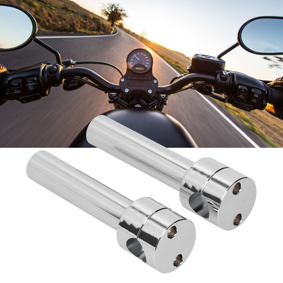 2Pcs 25Mm Aluminum Handlebar Riser Mount Clamp Kit For Motorcycle Chrome 8061359285298