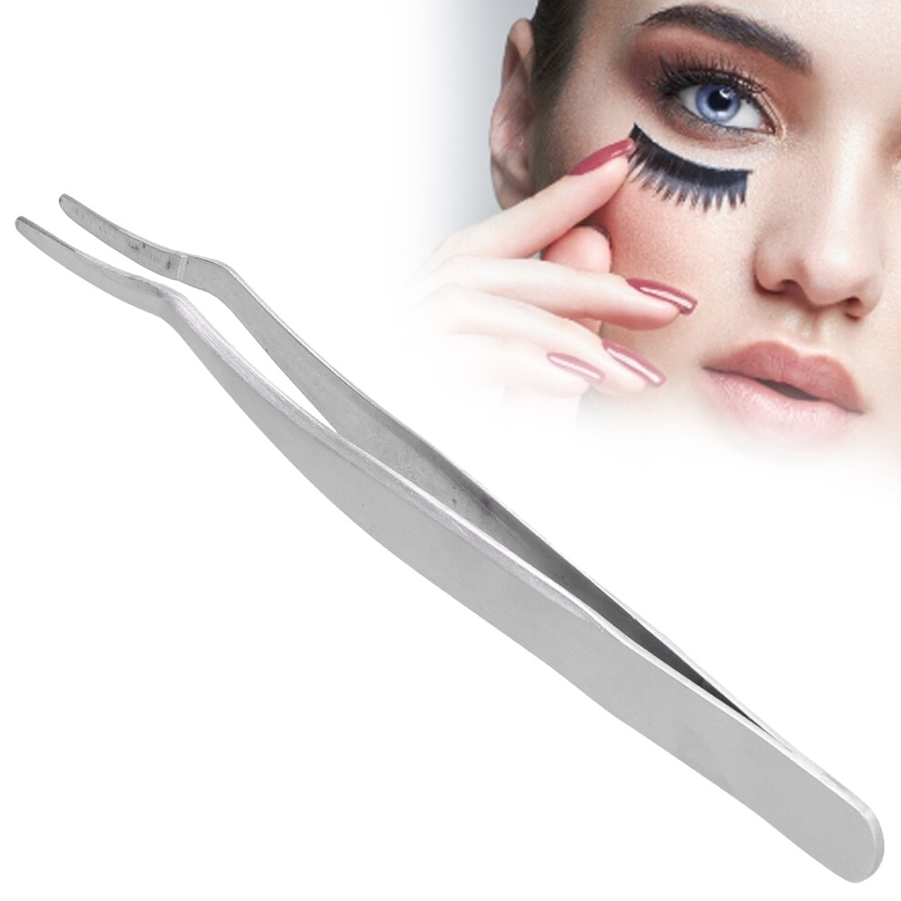 Silver Precision Curved Tweezer For False Eyelash & Eyebrow Styling