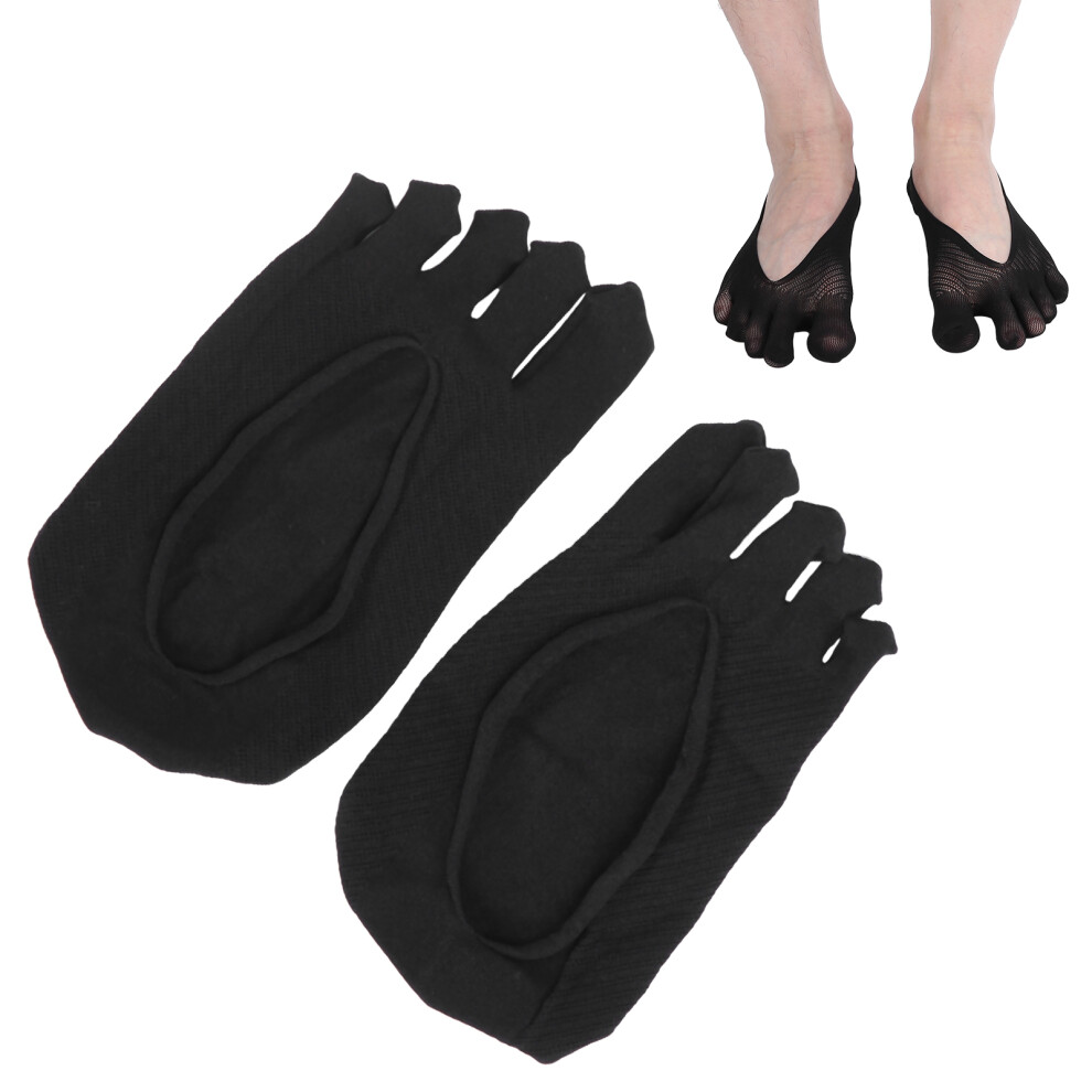 Women Toe Socks No Show Low Cut Thin Breathable Non Slip Black