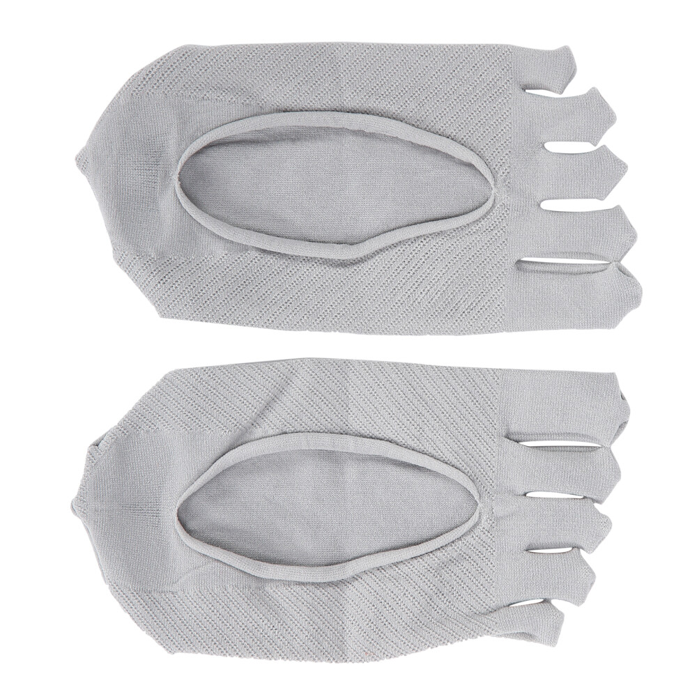 Women No Show Toe Socks Gray Thin Breathable Anti-Slip Gel Tab