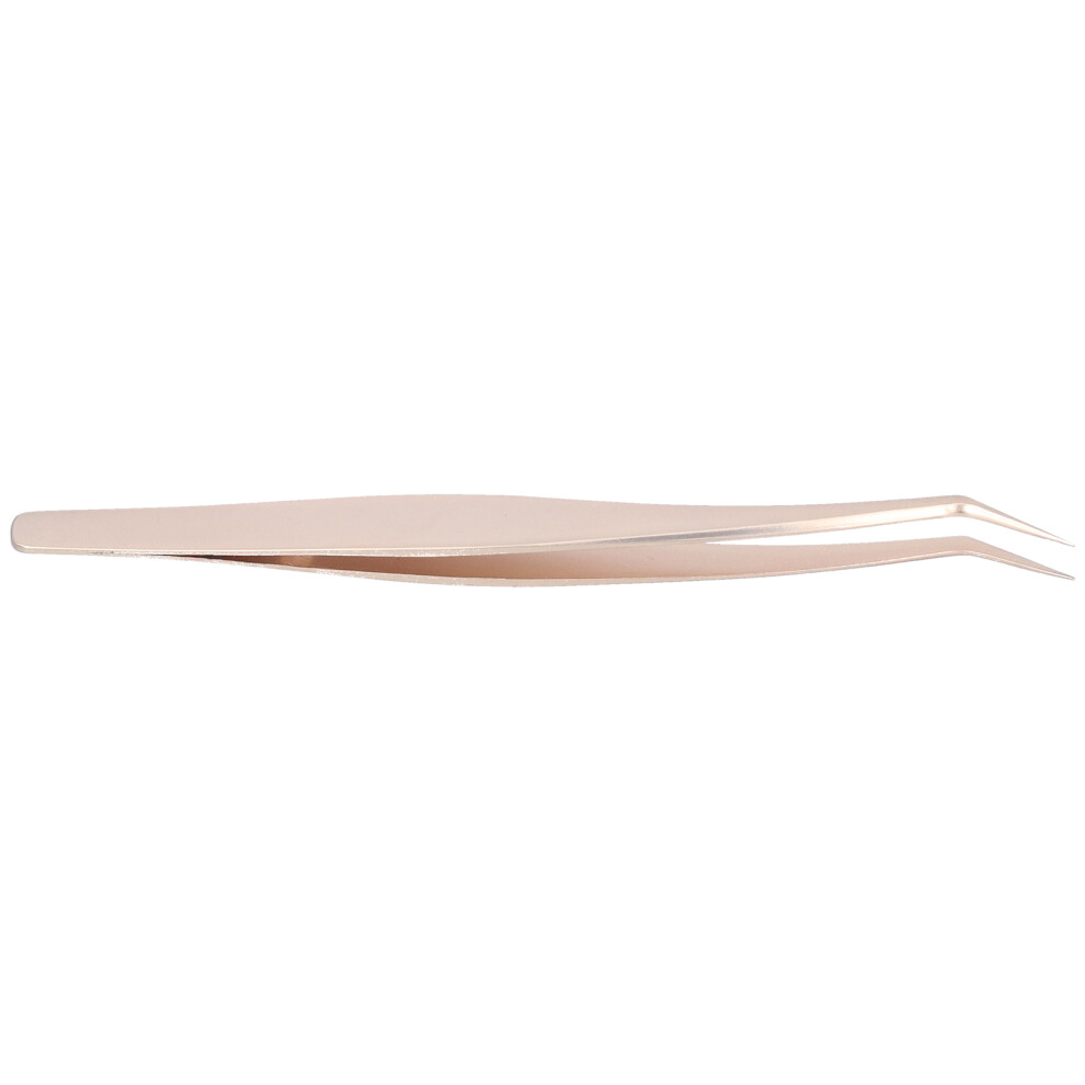 Stainless Steel Fine Tip Eyelash Extension Tweezers Gold Curved Clamp