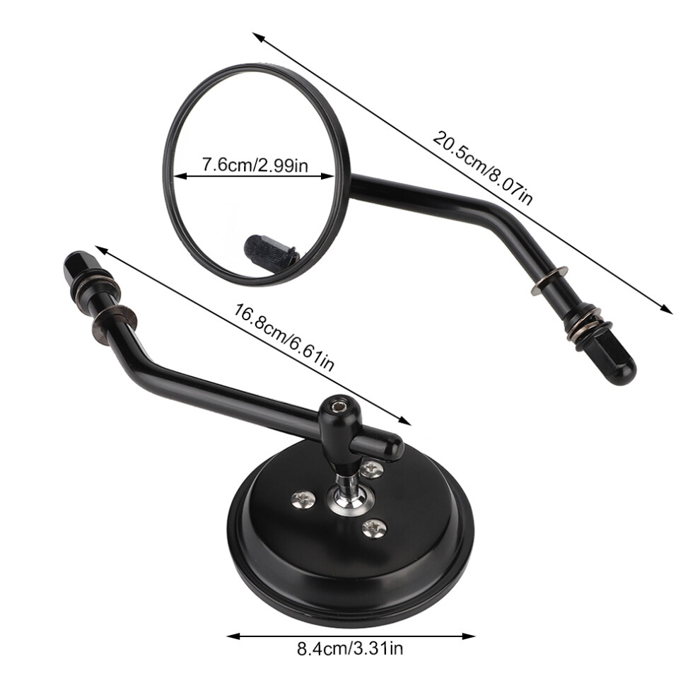 2Pcs Aluminum Motorcycle Rearview Mirrors With Adjustable Reflective Glass Black 4981359293557