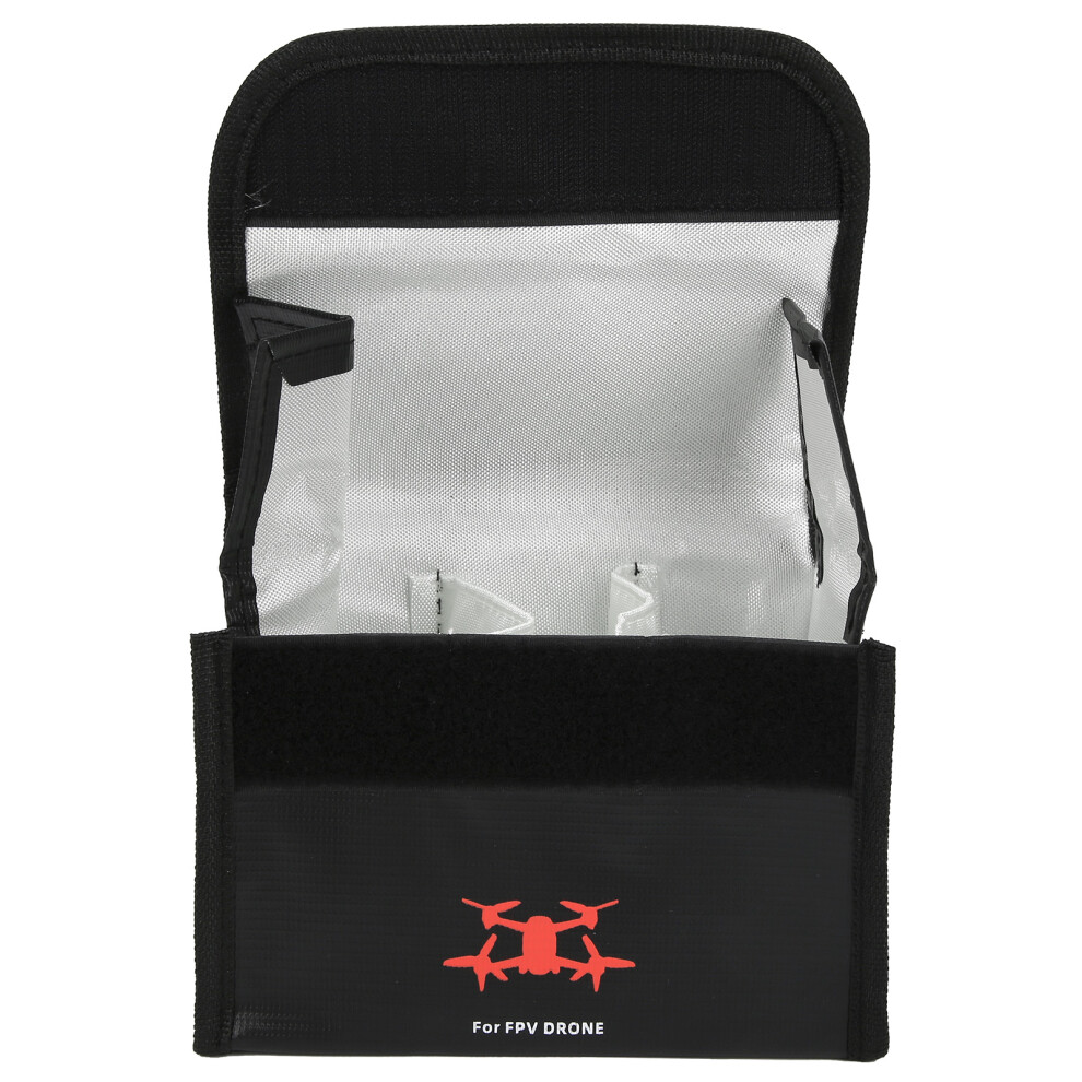 Explosion-Proof Fireproof Lipo Battery Bag For Fpv Drone 3 Batteries Black 9481359298439