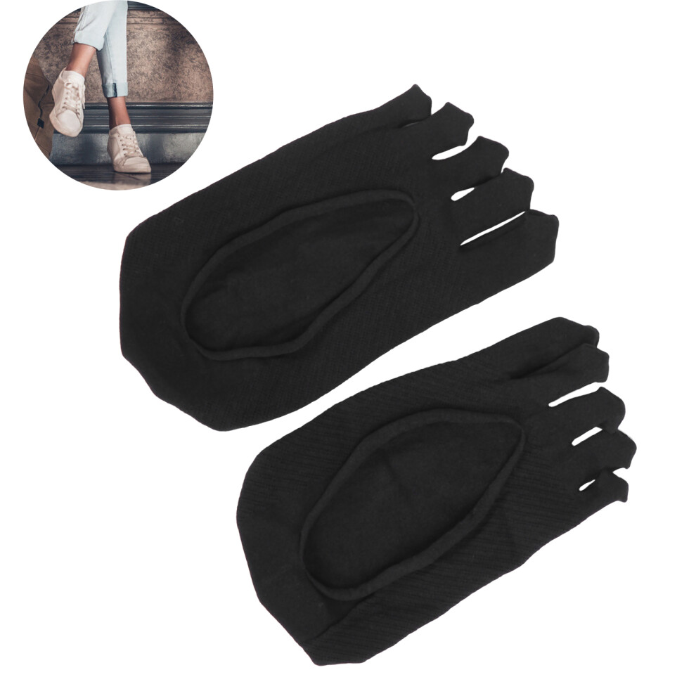 Women's Black No Show Toe Socks Thin Breathable Anti-Friction Non-Slip