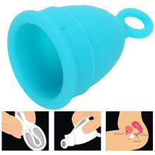 Blue Silicone Menstrual Cup Soft Elastic Reusable Female Body Care Tool S