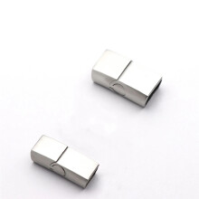 (Steel, Hole 12x6mm) 10Sets Stainless Magnetic Clasps Leather Weave Cord End Bracelet Jewelry Making