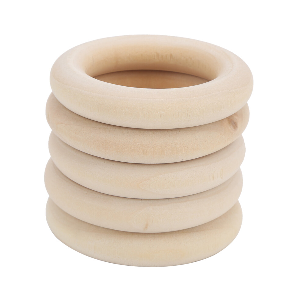 5pcs Wooden Baby Teething Rings Unfinished Circles 50mm DIY Crafts