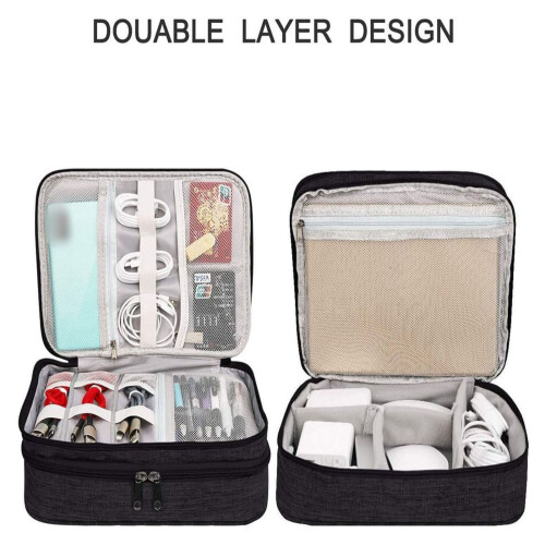 Multipurpose Oxfords Fabric Storage Pouch For Technology-Black 2
