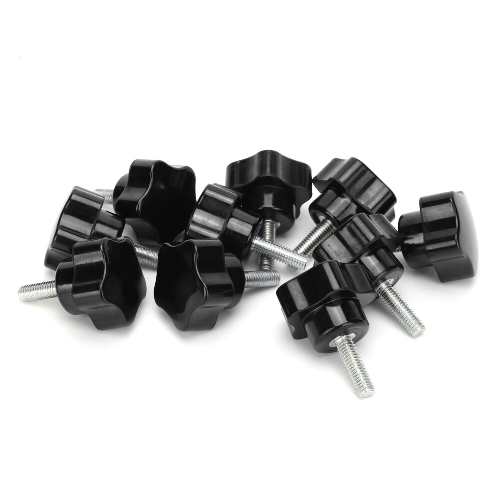 10Pcs M6x32x20 Black Knob Bolt Lathe Handle Locking Twist Nut Set 4201359309936